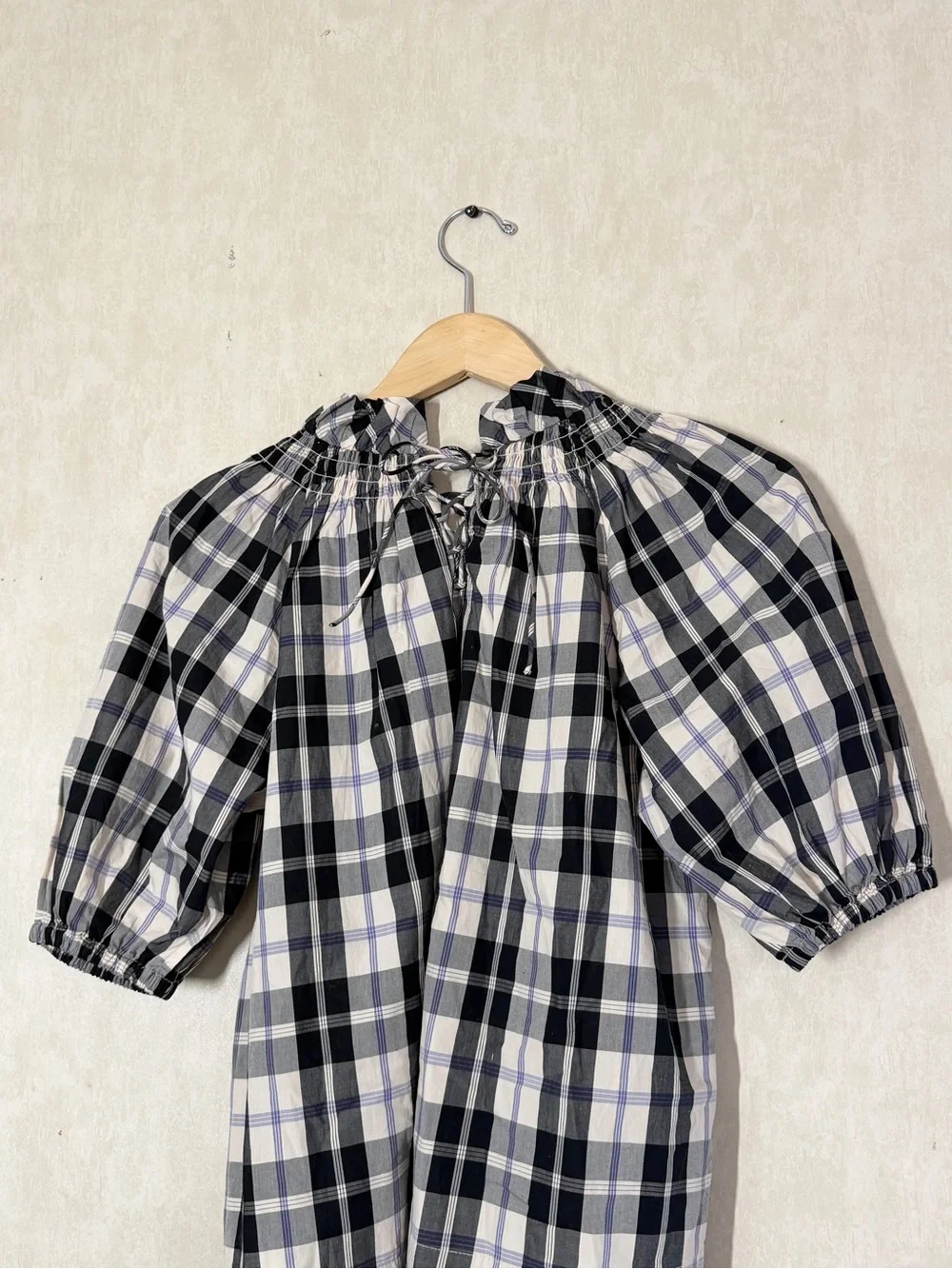 NWT J. Crew Women’s Smocked Neck Puff Sleeve Top in Friday Plaid XS